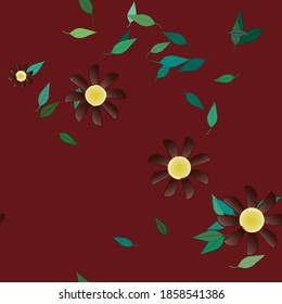 Flowers and leafs seamless ornamental vector pattern.