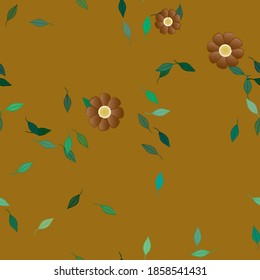 Flowers and leafs seamless ornamental vector pattern.