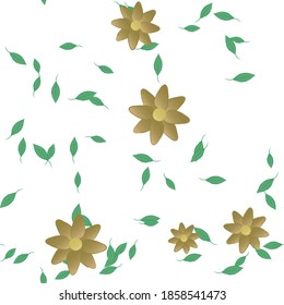 Flowers and leafs seamless ornamental vector pattern.