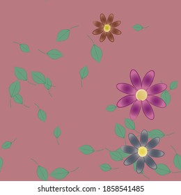 Flowers and leafs seamless ornamental vector pattern.