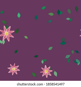 Flowers and leafs seamless ornamental vector pattern.