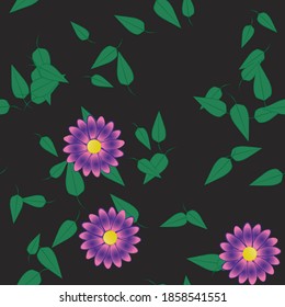 Flowers and leafs seamless ornamental vector pattern.