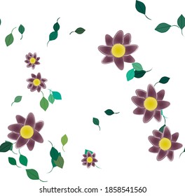Flowers and leafs seamless ornamental vector pattern.