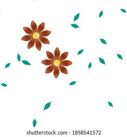 Flowers and leafs seamless ornamental vector pattern.