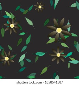 Flowers and leafs seamless ornamental vector pattern.