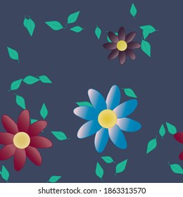 Flowers and leafs seamless ornamental vector pattern.