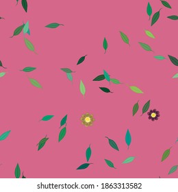Flowers and leafs seamless ornamental vector pattern.