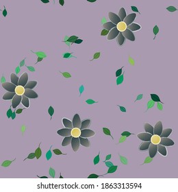 Flowers and leafs seamless ornamental vector pattern.