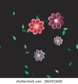 Flowers and leafs seamless ornamental vector pattern.