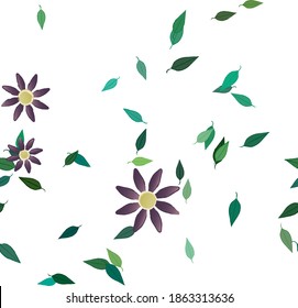 Flowers and leafs seamless ornamental vector pattern.