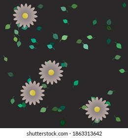 Flowers and leafs seamless ornamental vector pattern.