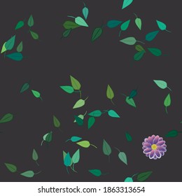 Flowers and leafs seamless ornamental vector pattern.