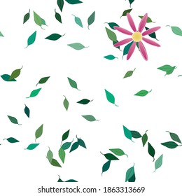 Flowers and leafs seamless ornamental vector pattern.