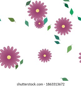 Flowers and leafs seamless ornamental vector pattern.
