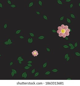 Flowers and leafs seamless ornamental vector pattern.