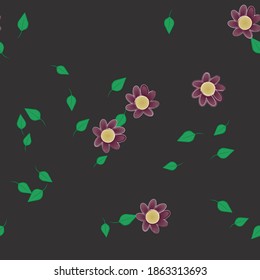 Flowers and leafs seamless ornamental vector pattern.