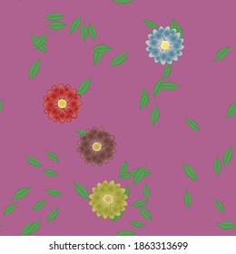 Flowers and leafs seamless ornamental vector pattern.