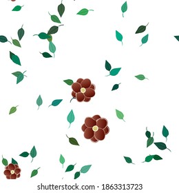 Flowers and leafs seamless ornamental vector pattern.