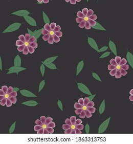 Flowers and leafs seamless ornamental vector pattern.