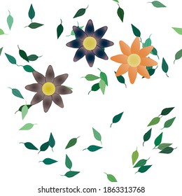 Flowers and leafs seamless ornamental vector pattern.