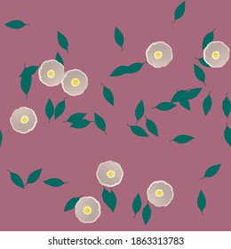 Flowers and leafs seamless ornamental vector pattern.