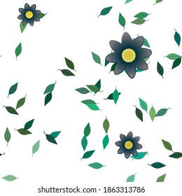 Flowers and leafs seamless ornamental vector pattern.