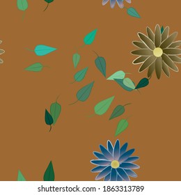 Flowers and leafs seamless ornamental vector pattern.