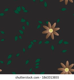 Flowers and leafs seamless ornamental vector pattern.