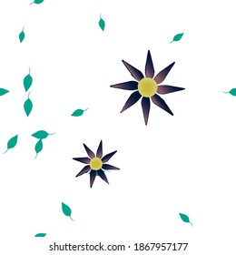 Flowers and leafs seamless ornamental vector pattern.