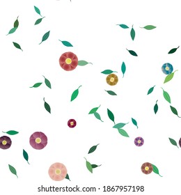 Flowers and leafs seamless ornamental vector pattern.