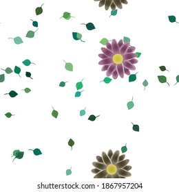 Flowers and leafs seamless ornamental vector pattern.