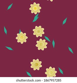 Flowers and leafs seamless ornamental vector pattern.