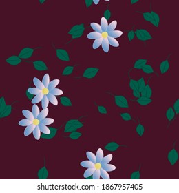 Flowers and leafs seamless ornamental vector pattern.