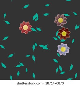 Flowers and leafs seamless ornamental vector pattern.