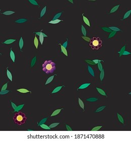 Flowers and leafs seamless ornamental vector pattern.