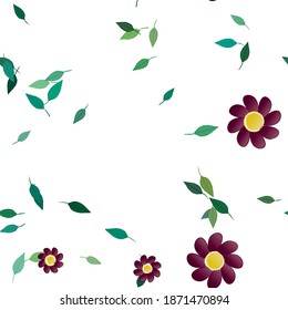 Flowers and leafs seamless ornamental vector pattern.