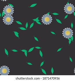 Flowers and leafs seamless ornamental vector pattern.