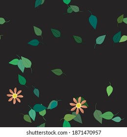 Flowers and leafs seamless ornamental vector pattern.