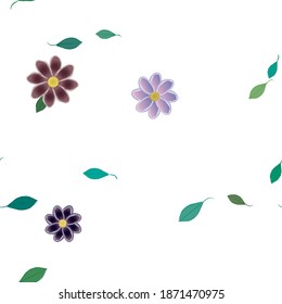 Flowers and leafs seamless ornamental vector pattern.
