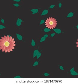 Flowers and leafs seamless ornamental vector pattern.