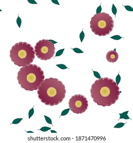 Flowers and leafs seamless ornamental vector pattern.