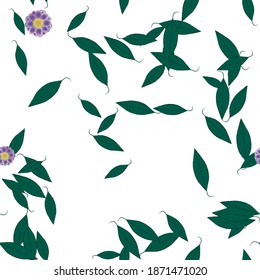 Flowers and leafs seamless ornamental vector pattern.