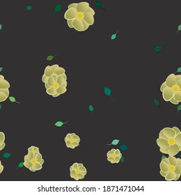 Flowers and leafs seamless ornamental vector pattern.