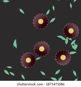 Flowers and leafs seamless ornamental vector pattern.