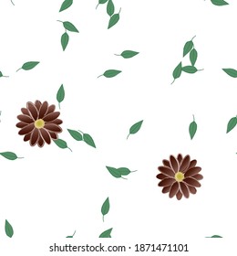 Flowers and leafs seamless ornamental vector pattern.