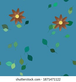 Flowers and leafs seamless ornamental vector pattern.