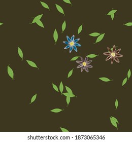 Flowers and leafs seamless ornamental vector pattern.