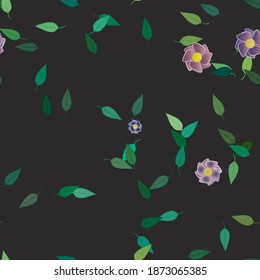 Flowers and leafs seamless ornamental vector pattern.