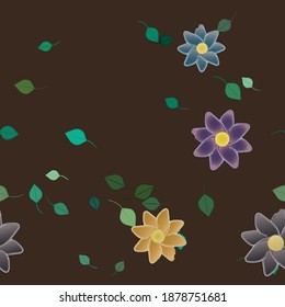 Flowers and leafs seamless ornamental vector pattern.