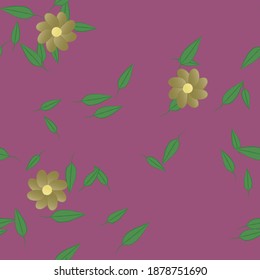 Flowers and leafs seamless ornamental vector pattern.